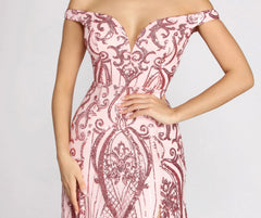 Camilla Sequin Off Shoulder A-Line Dress