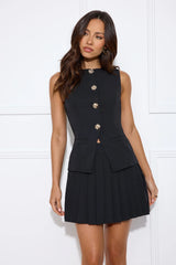 New York Days Pleated Mini Skirt Black