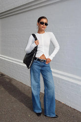 Serenitia Mid Rise Relaxed Jeans Mid Blue Wash