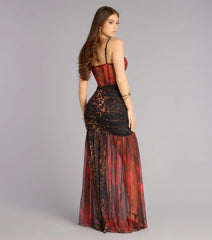 Cynthia Leopard Bustier A-Line Formal Dress