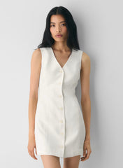 Button-up linen mini dress