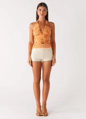 Atlanta Sequin Halter Top - Orange