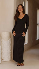 Cyra Long Sleeve Maxi Dress - Black