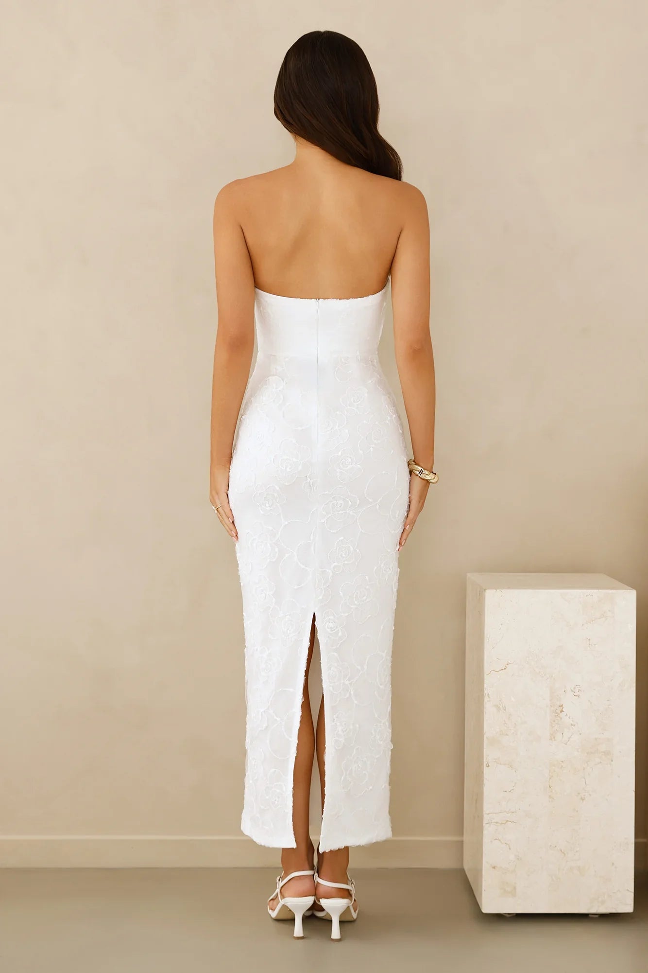 Crowned In Confidence Strapless Maxi Dress White