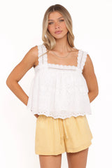 Aideen Eyelet Top - White