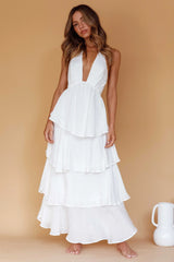 Catalina Tiered Ruffle Maxi Dress White
