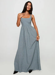Cartmel Check Maxi Dress Navy