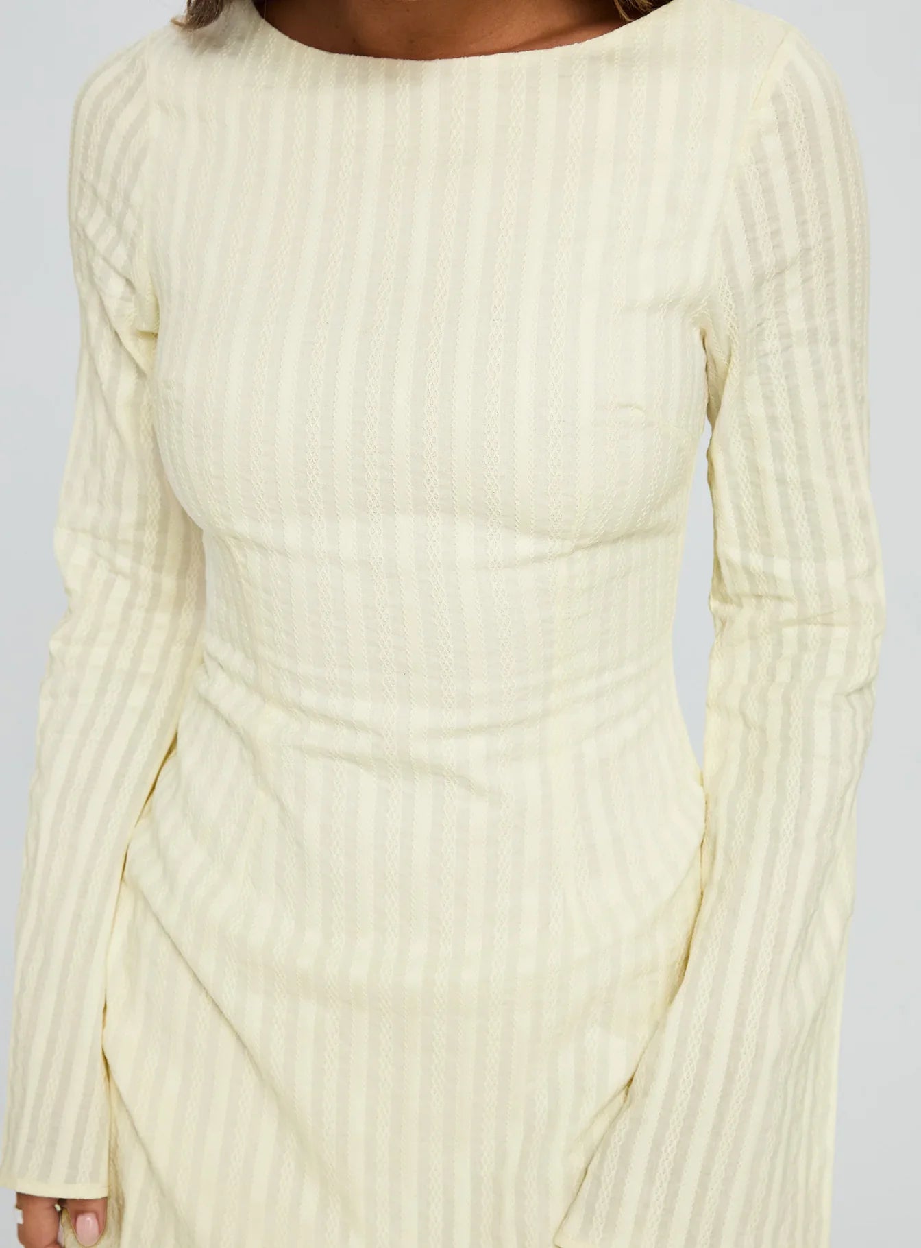 Alfalfa Long Sleeve Mini Dress Cream