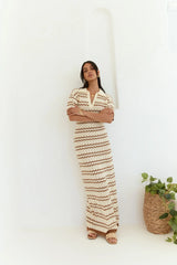 Cobble Stone Knit Maxi Dress Cream