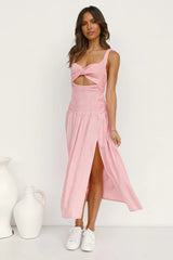 Blush Pink Cutout Backless Midi Dress
