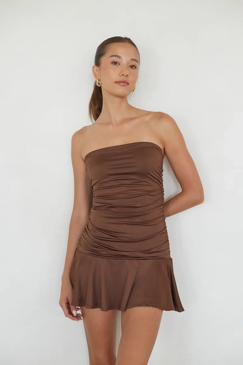 Alora Strapless Ruched Mini Dress