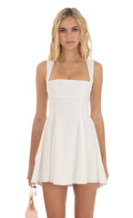 Back Bow Fit and Flare Dress in Ivory