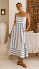 Baylee Midi Dress - Blue Stripe