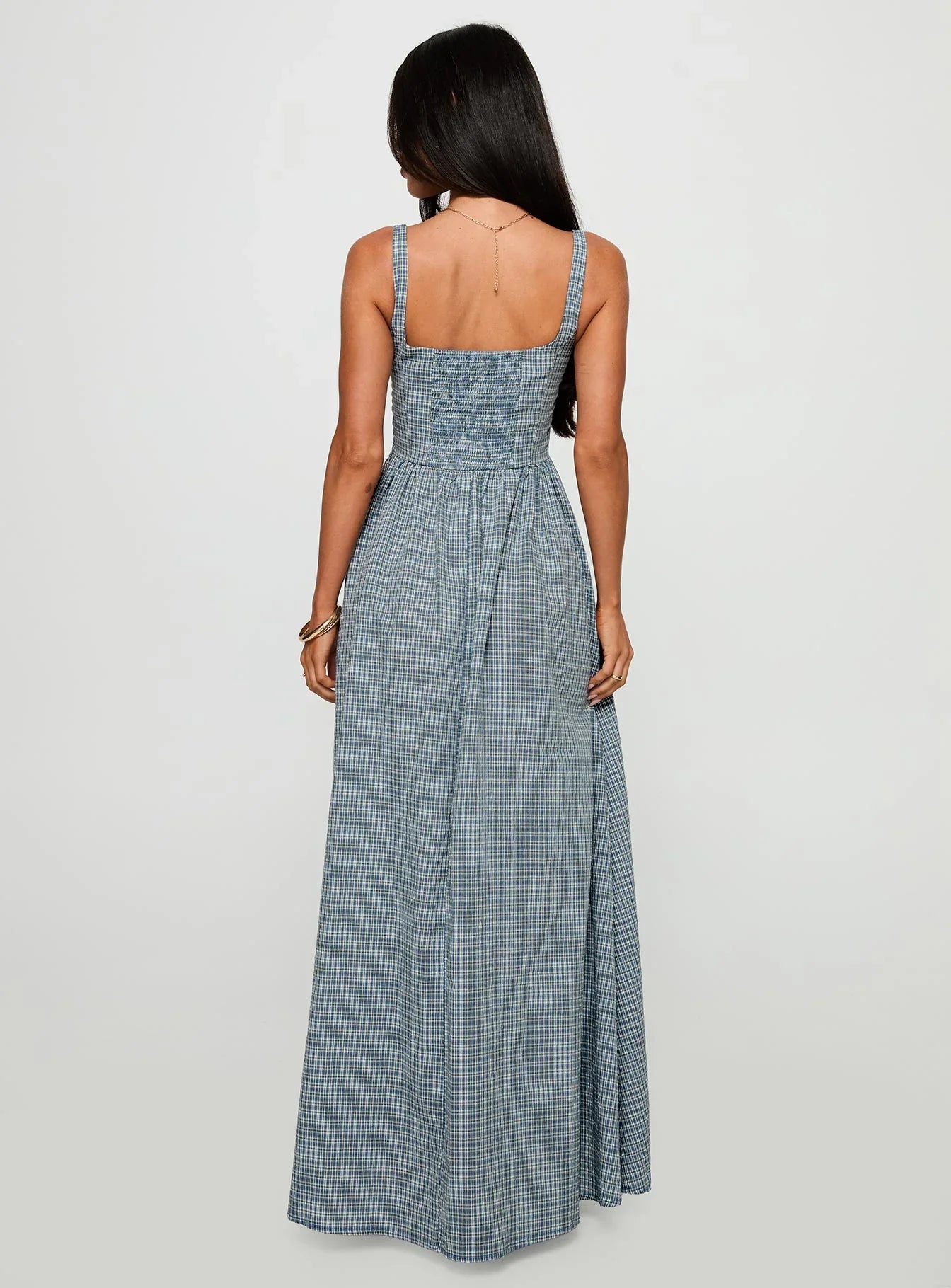Cartmel Check Maxi Dress Navy